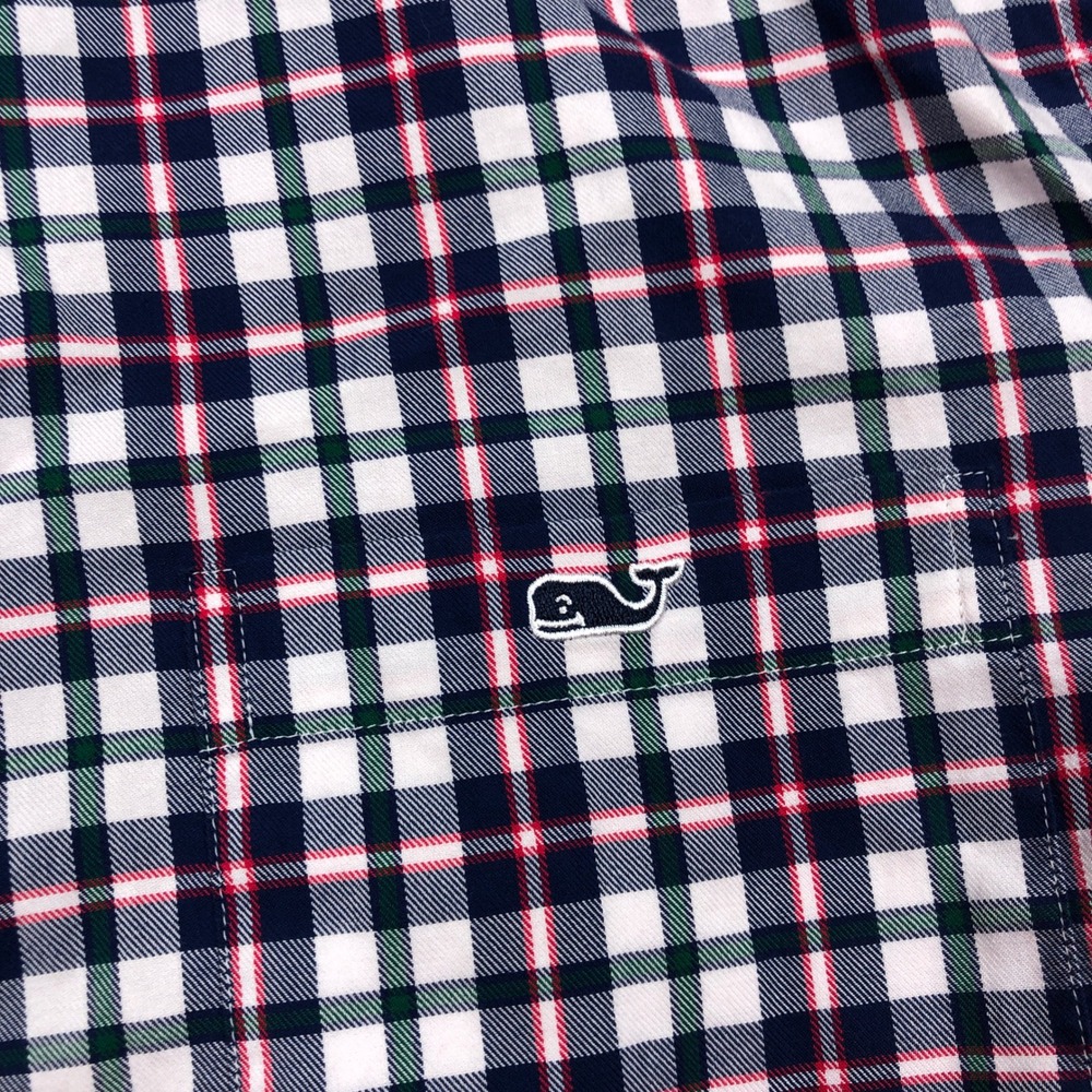 Vineyard Vines Classic Fit Tucker Shirt Mens Medium Plaid Button Down Navy Red - Picture 4 of 9